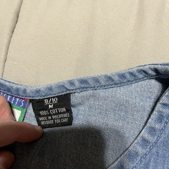 Vintage Disney Mickeys For Kids Embroidered Shirt Chambray Top Girls Medium 8/10 - Picture 6 of 11